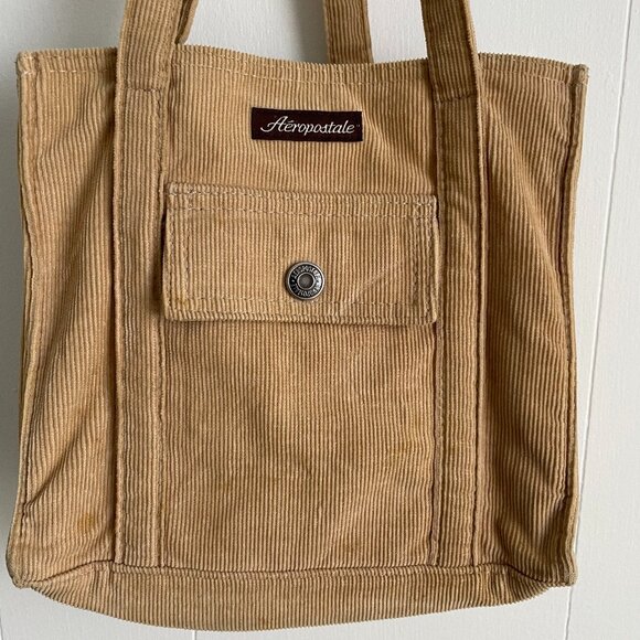 AEROPOSTALE Vintage Mini Tote Bag - Tan Corduroy - Picture 3 of 4